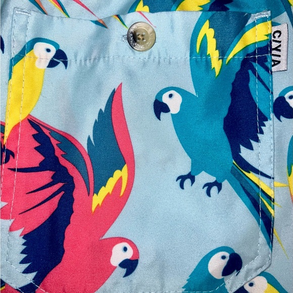 C/Y/A Mens Swim Trunks Size Small~Fun Parrot Design and Great Colors Pre Owned - Picture 9 of 9